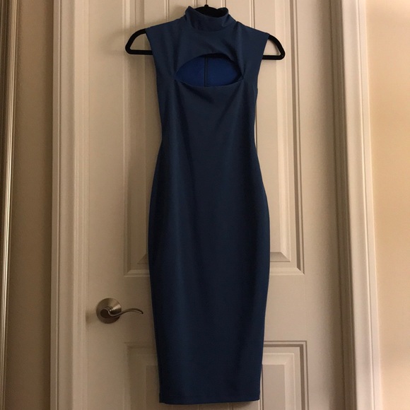 Blue high knock chest cut out dress - Picture 1 of 2